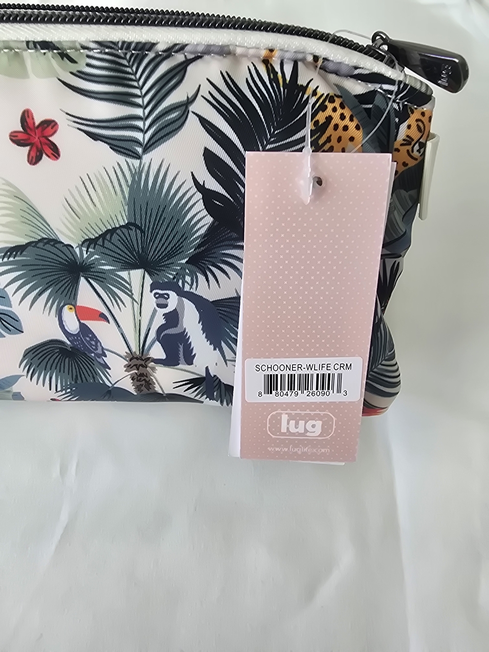 Tropical Print 3 Piece Cosmetic Pouch Set - Wildlife Cream - Picture 16 of 16